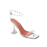 Diamante PVC High Heel Naked Sandals - 9cm